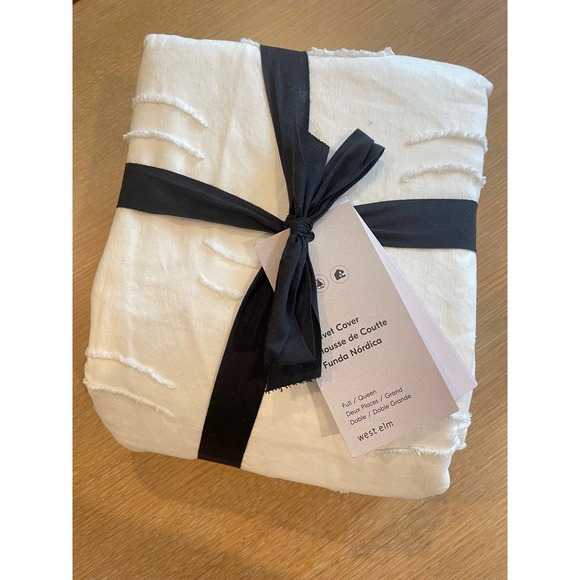 West Elm Bedding New West Elm Full Queen White Frayed Edge Duvet